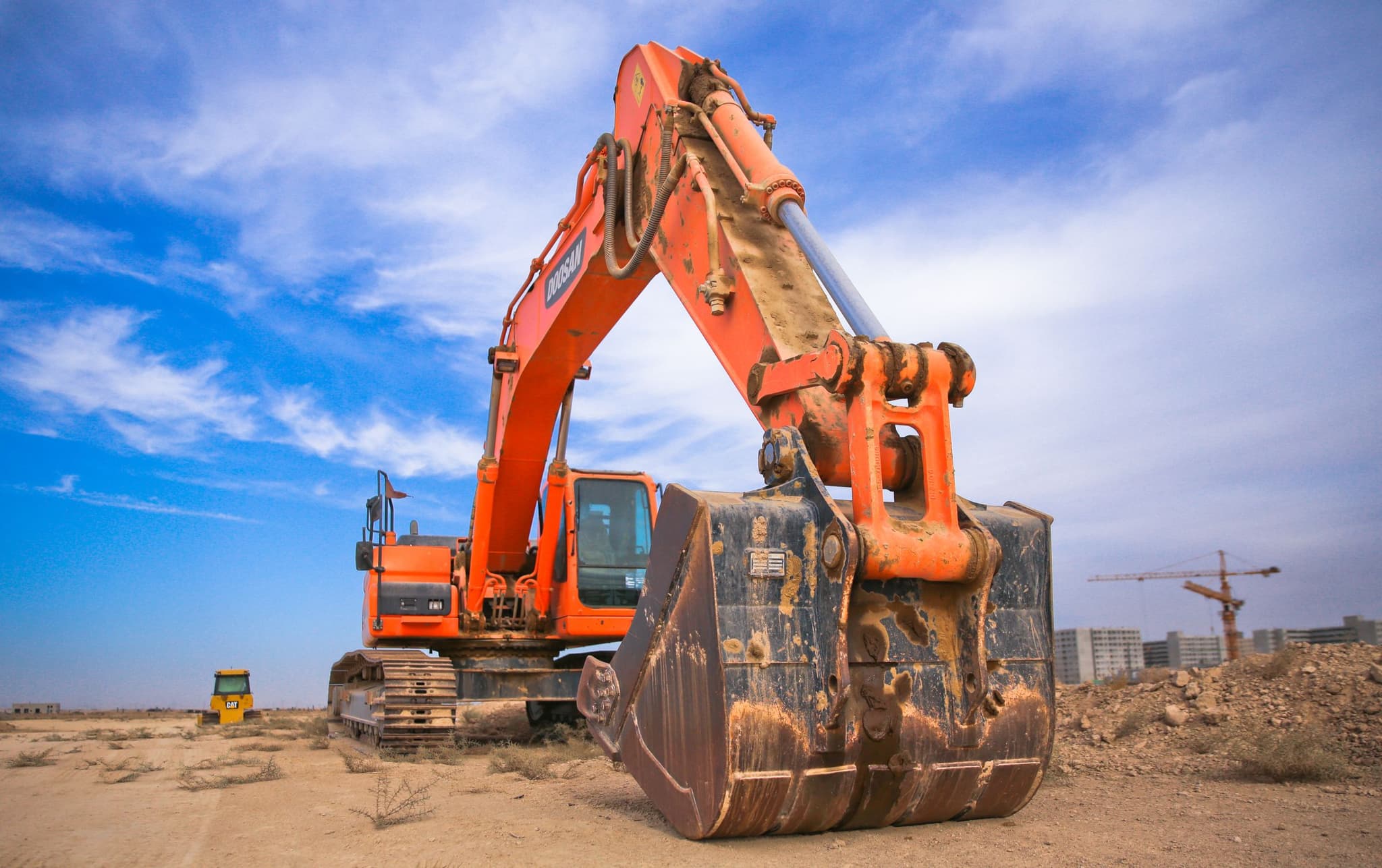 Construction site with structure and machinery
