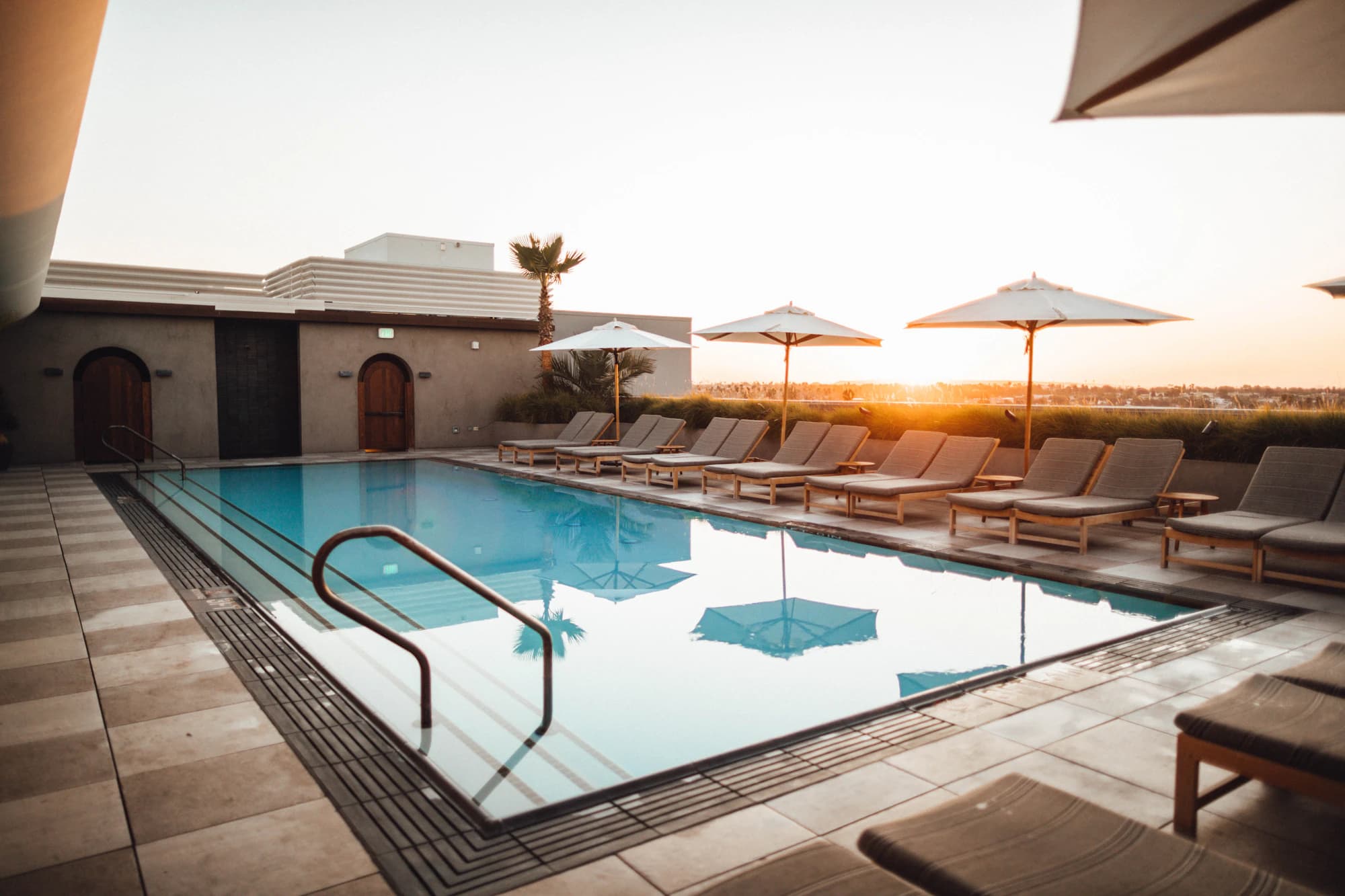 Contemporary residential pool with still water